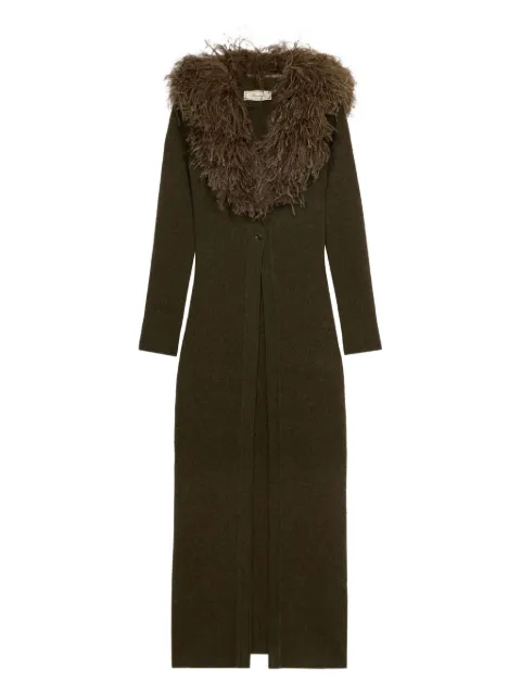 Blumarine feather-embellished long cardigan Green 2M608A