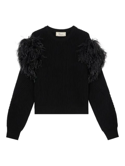 Blumarine feather-embellished knitted sweater Black 2M618A