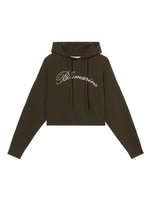 Blumarine cropped logo-embellished hoodie Green 2M600A