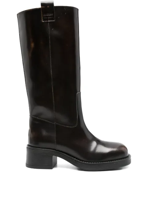 ALOHAS 40mm calf leather biker boots Brown S100550