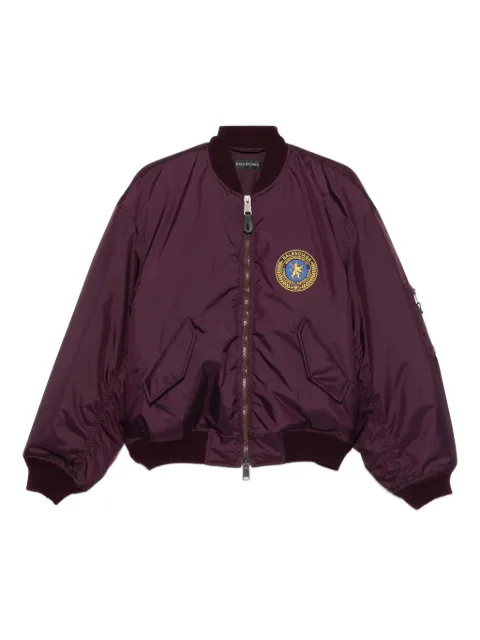 Balenciaga logo-patch bomber jacket Purple 839122TOO04
