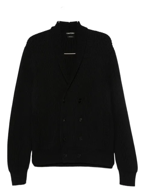 TOM FORD ribbed-knit double-breasted cardigan Black KLL012YMW094