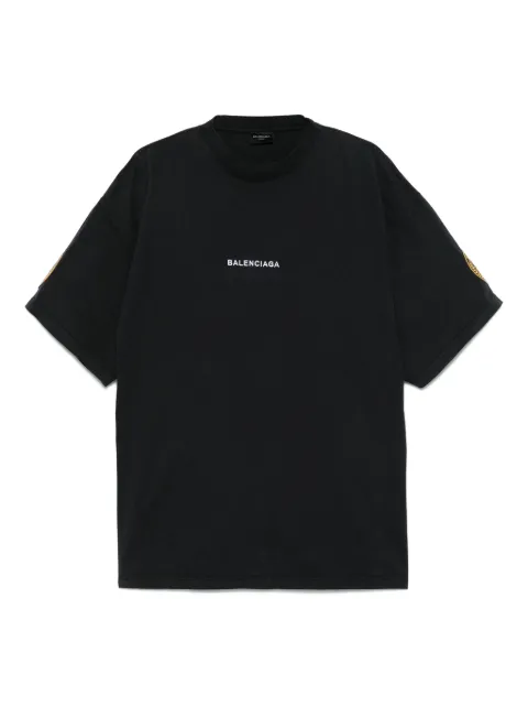Balenciaga logo-embroidered sleeve-patch t-shirt Black 831305TSVH4