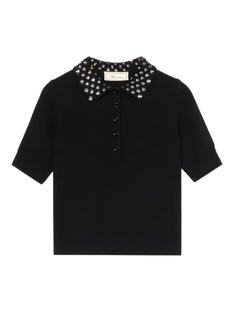 Blumarine embroidered wool polo shirt Black 2M653A