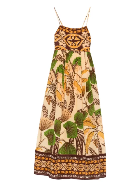 FARM Rio Foliage Sketch maxi dress Brown 341971