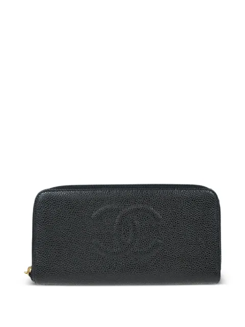 CHANEL Pre-Owned 2003 Caviar Leather Zip Wallet Black 8745793