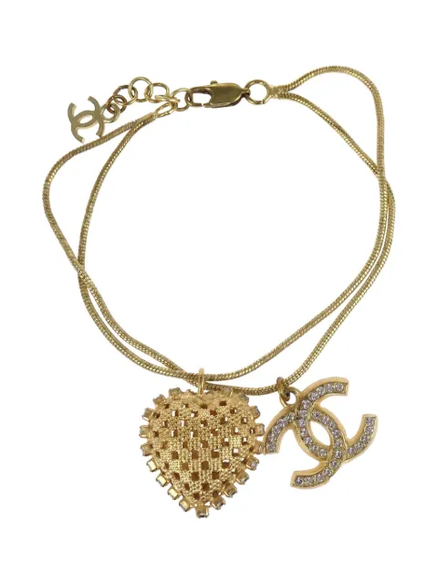 CHANEL Pre-Owned 2001 heart-charm bracelet Gold BR194925