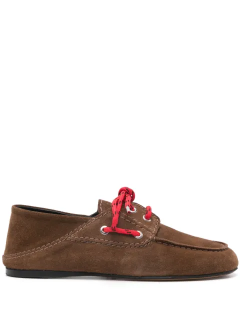 SANDRO suede lace-up boat shoes Brown SFACH01361