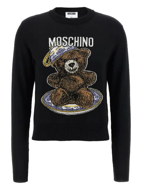 Moschino teddy bear-intarsia crew-neck sweater Black V093655002555