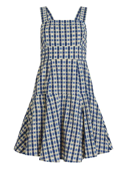 Rosie Assoulin seersucker checked skater dress Blue C253D21WP137416