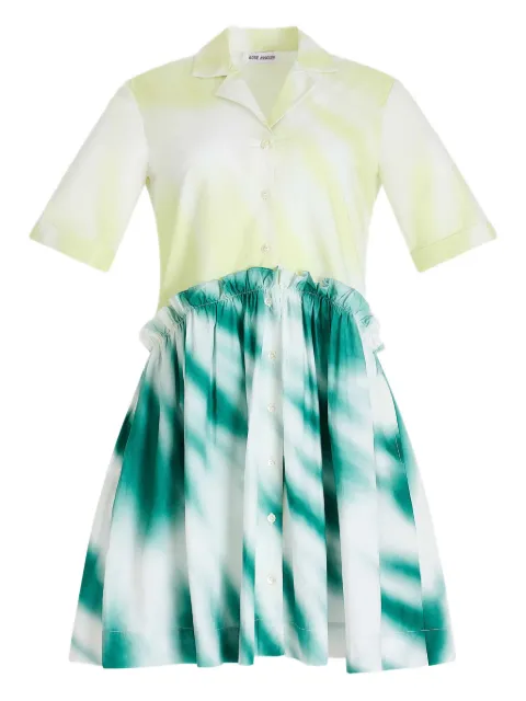 Rosie Assoulin gathered tie-dye poplin mini shirtdress Green C253D27WC263980