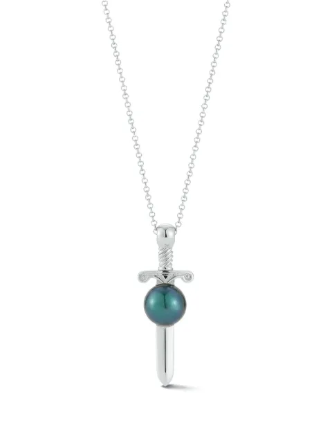 Mateo sterling silver Sword freshwater pearl necklace Silver SWORDINBLACKPEARLNECKLACE