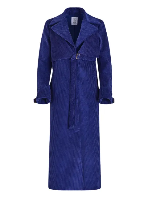Rosie Assoulin Yipee Ki-Yay corduroy belted trench coat Blue R254J05WC261410