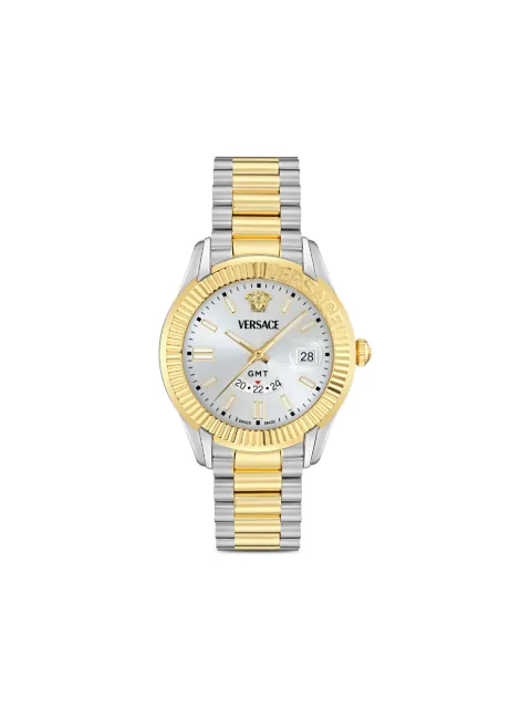Versace Greca GMT Fluted 41mm Silver VE0U00325