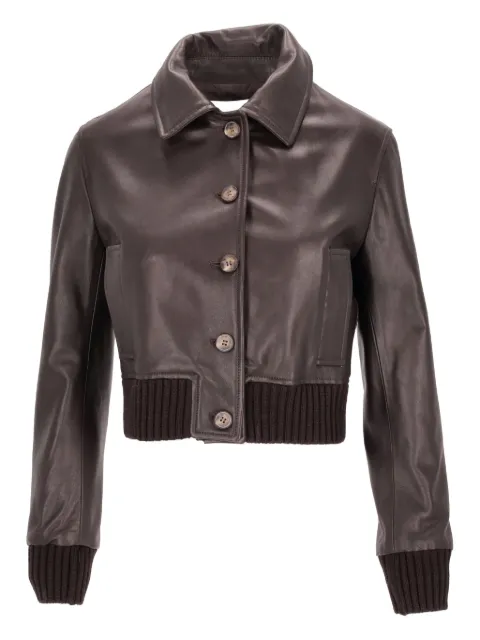 LA ROSE leather cropped jacket Brown 1566
