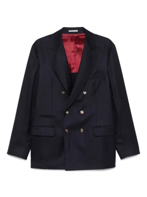 Brunello Cucinelli double-breasted cupro blazer Blue ME2267BPDC334