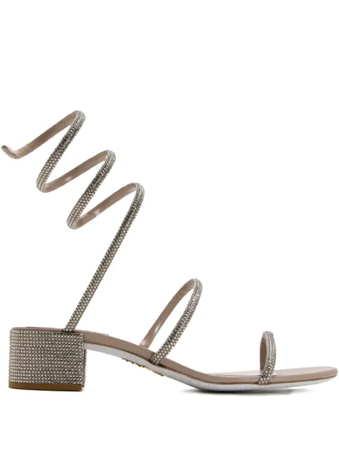 René Caovilla 40mm Cleo crystal-embellishment block-heel sandals Silver C12037040RN01W103