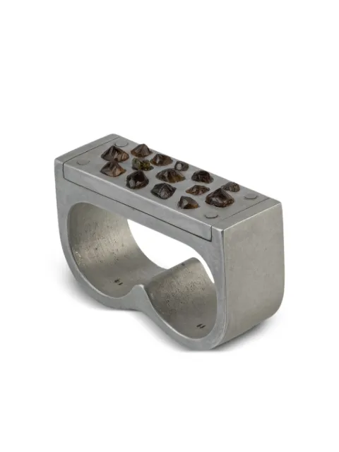 Parts of Four Plate Double garnet ring Silver 12144