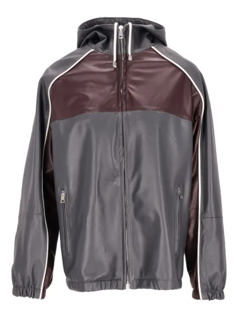 LA ROSE elasticated hooded leather jacket Grey 1606