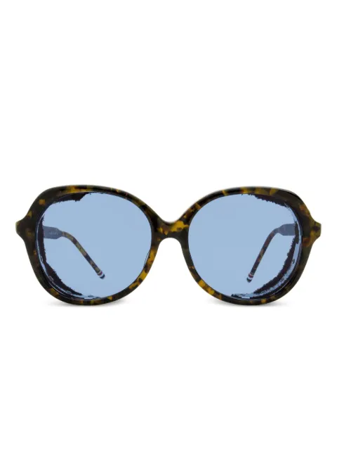 Thom Browne Eyewear rounded-square leatherette-accented sunglasses Brown TB50357BTTKT