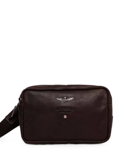Aeronautica Militare logo-plaque leather belt bag Brown AM309
