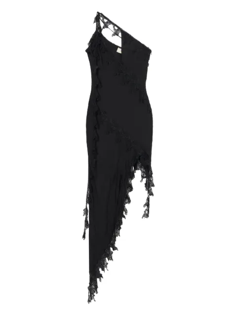 Blumarine asymmetrical lace-embellished dress Black 2A674A