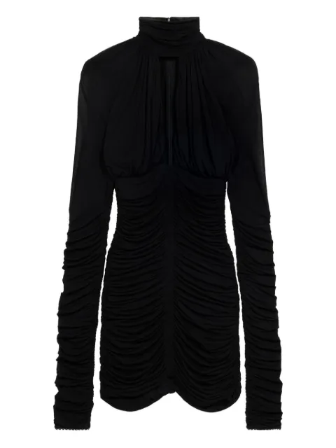 Blumarine ruched long-sleeve mini dress Black 2A686A