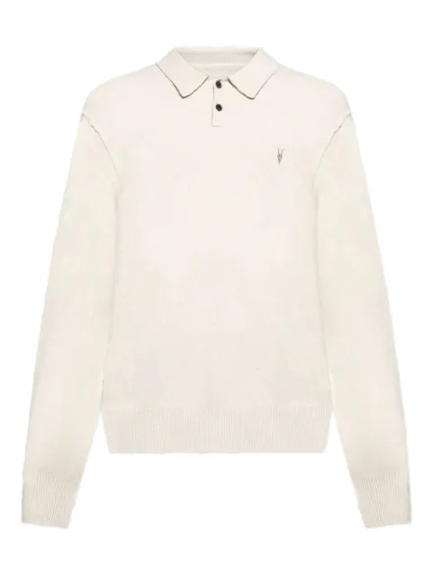 AllSaints embroidered polo shirt Neutrals M038KA
