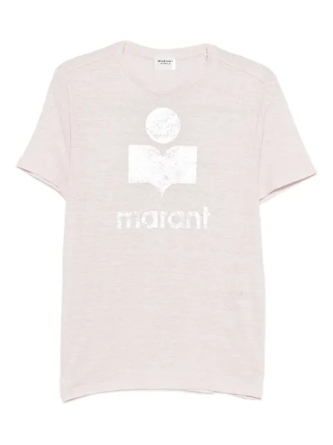 MARANT ÉTOILE Zewel logo-print linen T-shirt Pink TS0001FBA1N10E