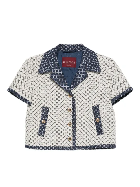 Gucci short-sleeved geometric-pattern jacket Neutrals 826056ZASW8