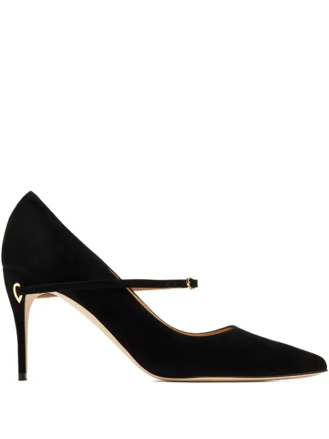Jennifer Chamandi 85mm ankle-strap suede pumps Black JC0034BLSUWS