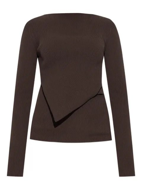 Rick Owens ribbed asymmetric sweater Brown RP02E4639RIBVI