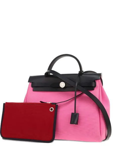 Hermès Pre-Owned colour-block canvas handbag Pink 417560