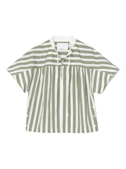 3.1 Phillip Lim striped tie-neck top Green P25121717FFS