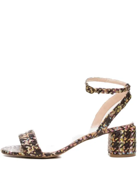 Poche Paris geometric-patterned block-heel sandals Black FWMERCER860302