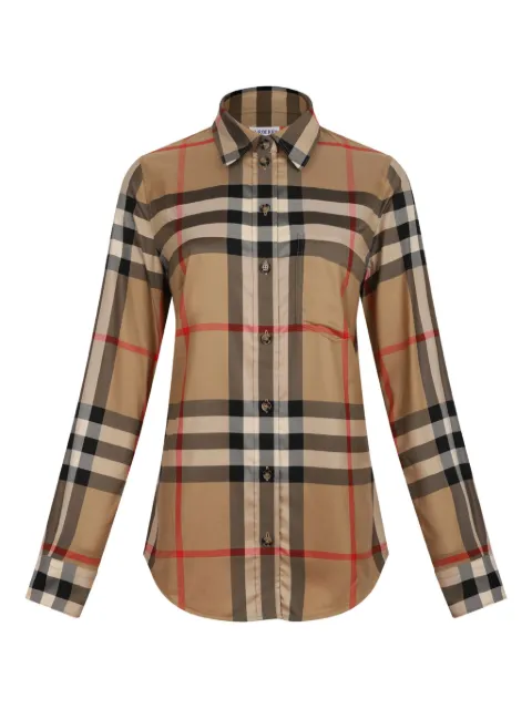 Burberry slim fit Check cotton shirt Neutrals 8111856