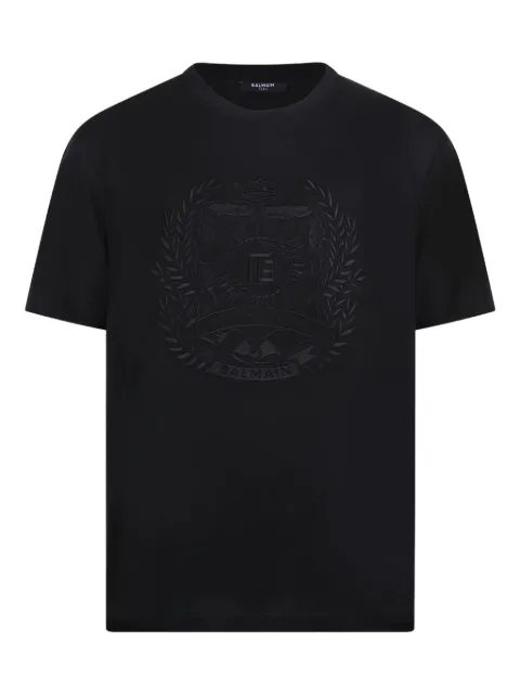 Balmain crest embroidered T-shirt Black FH1EG000BD09