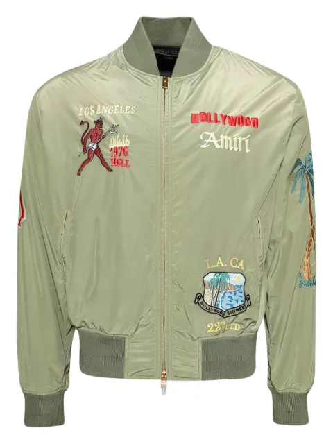 AMIRI front-zip embroidered bomber jacket Green AMOUBB1051OLIVE