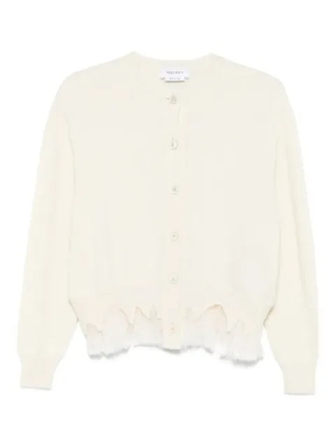 Alexander McQueen lace-trimmed cardigan Neutrals 829289Q1BC8