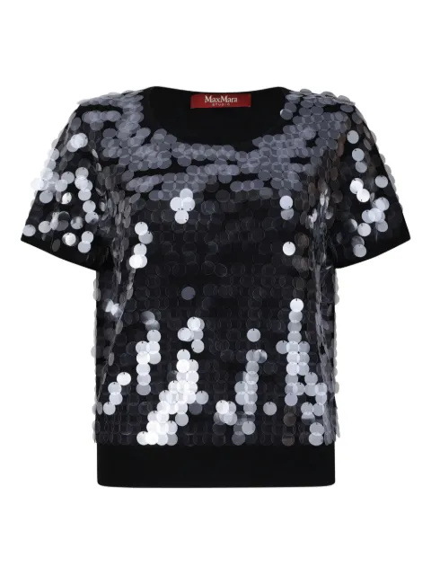 Max Mara sequin-embellished short-sleeve T-shirt Black 2526366091600