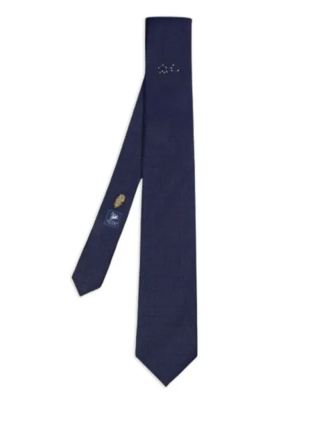 Elios Milano Virgo geometric-pattern silk tie Blue VERGINE