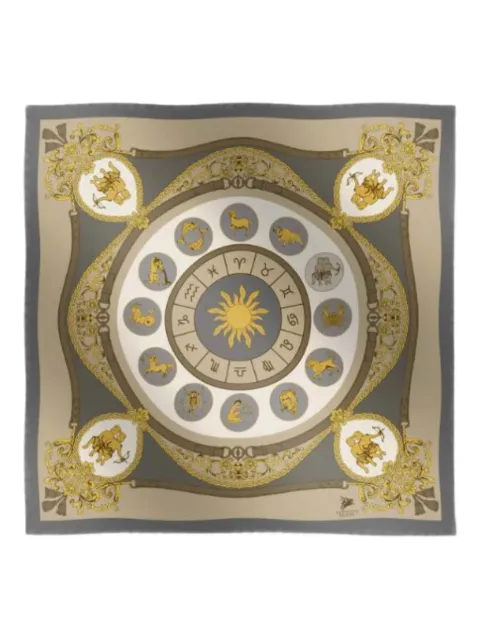Elios Milano zodiac-print silk scarf Brown FOULARDGEMELLICAMMELLO