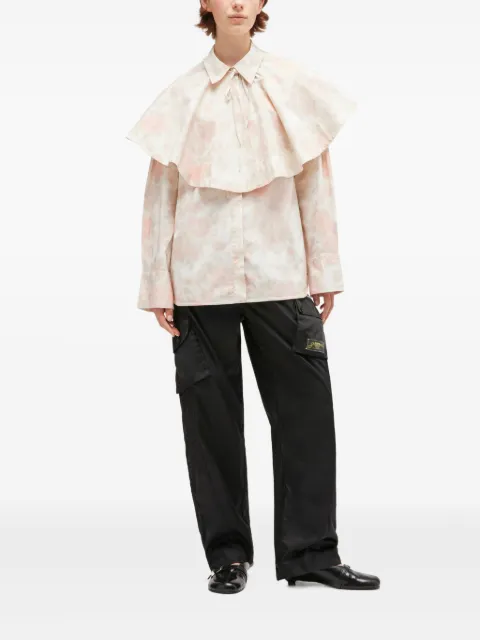GANNI ruffled cotton shirt Neutrals W1020