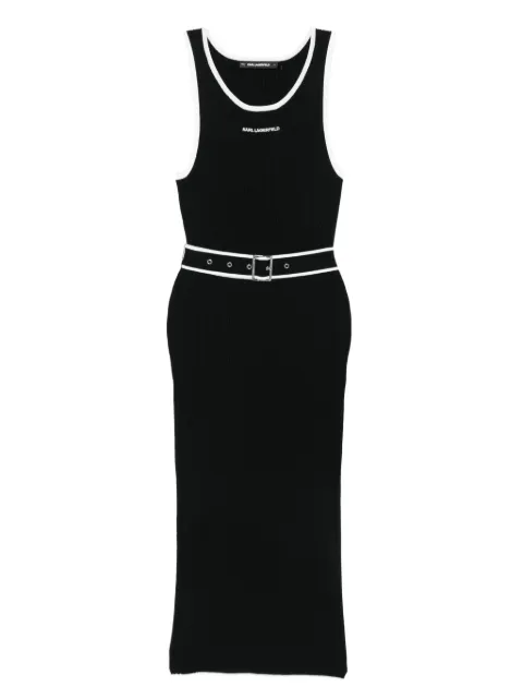 Karl Lagerfeld ribbed belt-detail dress Black A3W13039999
