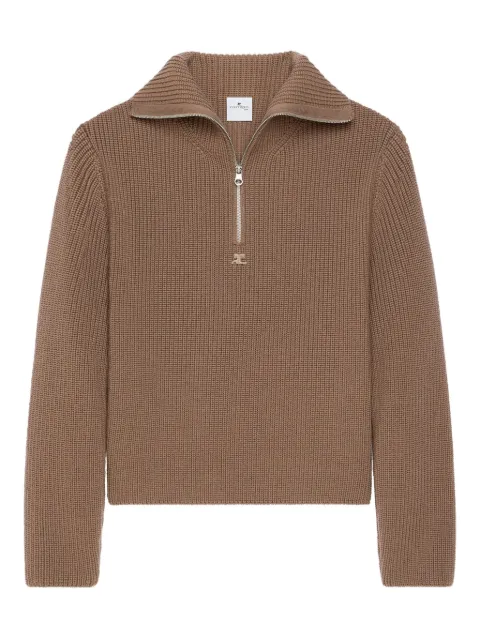 Courrèges half-zip ribbed-knit sweater Brown 325MPU243FI0036