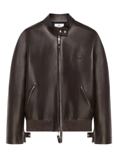 Courrèges zip-up leather jacket Brown 325LBL304CV0036