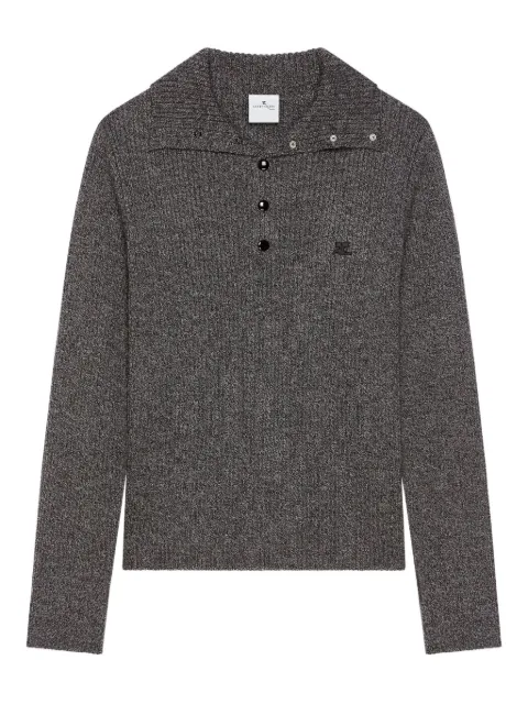 Courrèges ribbed-knit polo top Grey 325MPO050FI0036