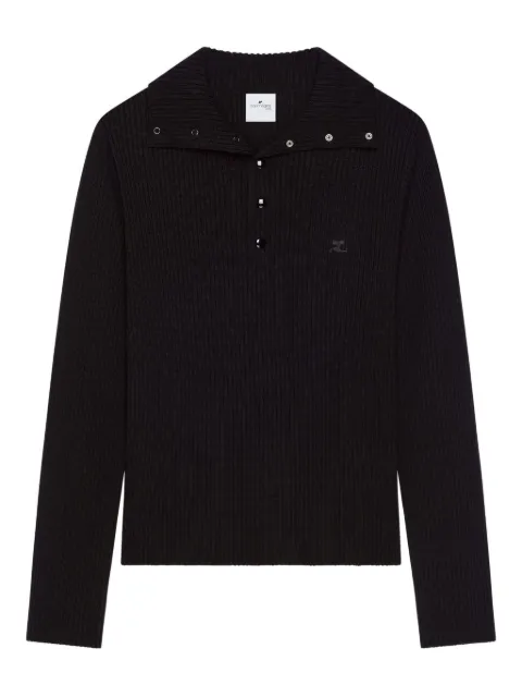Courrèges ribbed-knit polo sweater Black 325MPO050FI0036