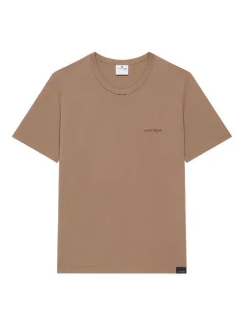 Courrèges logo-embroidered short-sleeve T-shirt Brown 325JTS206JS0233