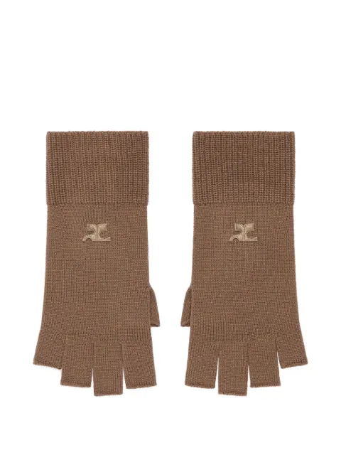Courrèges ribbed fingerless gloves Brown 325MGT031FI0036